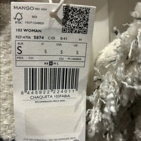 Mango maxi floral Black and white tweed blazer - Size S -NEVER WORN - Picture 5 of 5